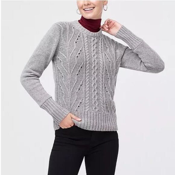 J. Crew Factory Cable Knit Lambswool blend Pullover Sweater Crew Neck Size S - Picture 1 of 6